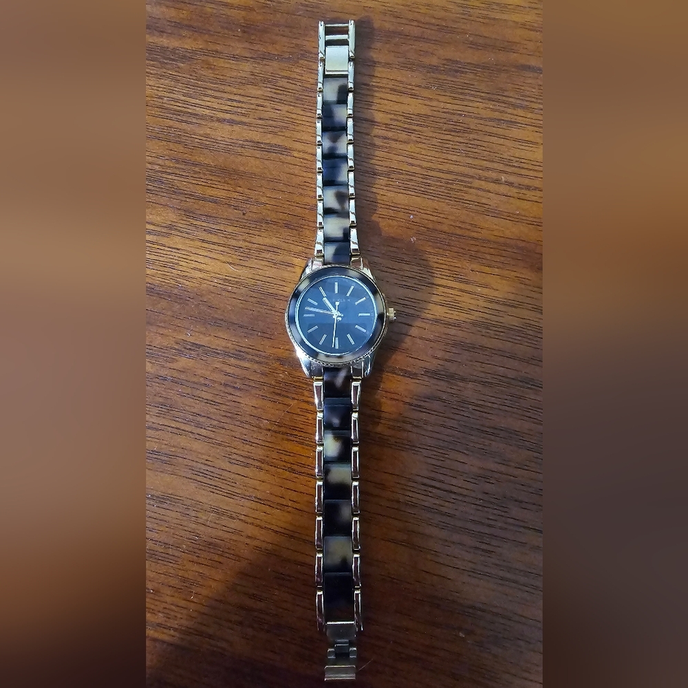 Anne Klein Stylish Black and Gold Watch Needs Battery